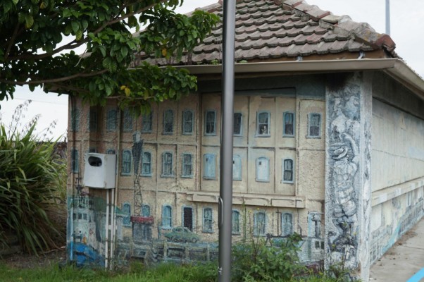1999 Weighbridge mural of the former freezing works (Graeme Mudge)