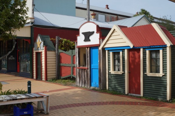 Wairoa's colourful "Mini Main Street" of small scale buildings - saloon, blacksmith, police office.